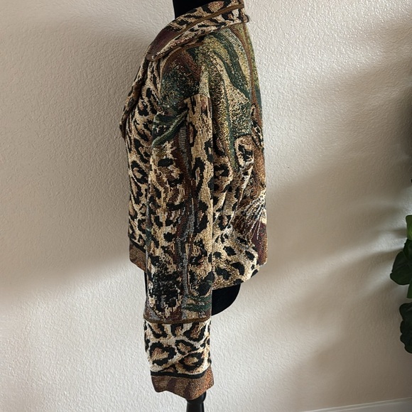 Vintage Paco Soler Tapestry Leopard Animal Print Jacket Size S/M - Picture 5 of 11